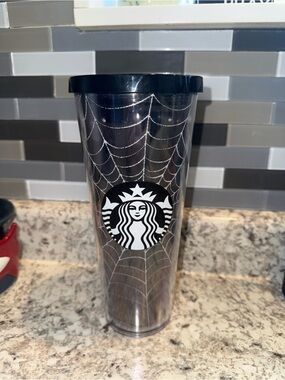 Starbucks Black and Silver Spiderweb Tumbler